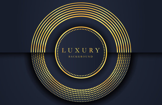 Luxury elegant background with golden element on dark black surface. Business presentation layout