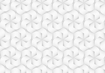 Vector seamless pattern of twisted hexagonal bands. White texture illustration.