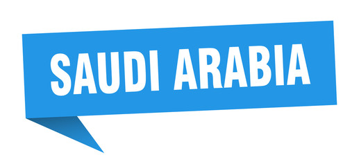 Saudi Arabia sticker. Blue Saudi Arabia signpost pointer sign