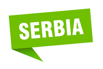 Serbia sticker. Green Serbia signpost pointer sign