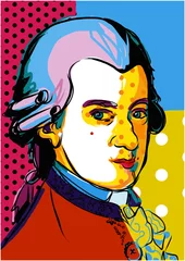 Deurstickers klassieke muzikant Mozart © pivonzo
