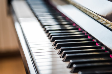 Piano beyboard close up. Music concept.