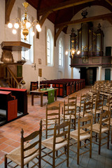 Fototapeta na wymiar Church Blijdenstein Ruinerwold Drenthe Netherlands. Interior