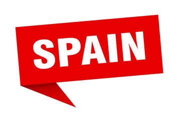 Spain sticker. Red Spain signpost pointer sign