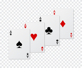Set of four aces poker card. Vector illustration