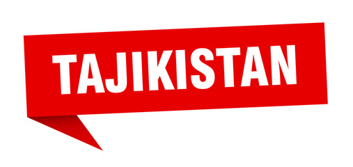 Tajikistan sticker. Red Tajikistan signpost pointer sign