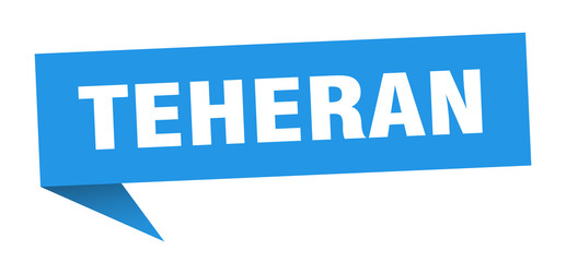 Teheran sticker. Blue Teheran signpost pointer sign