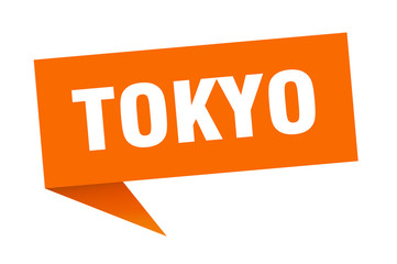 Tokyo sticker. Orange Tokyo signpost pointer sign