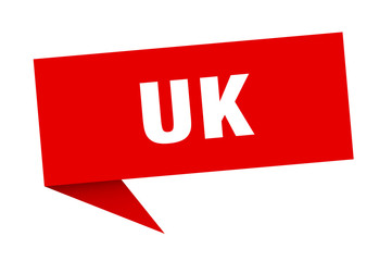 Fototapeta premium uk sticker. Red uk signpost pointer sign