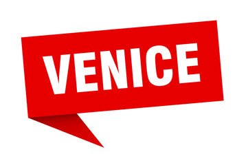 Venice sticker. Red Venice signpost pointer sign