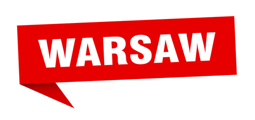 Warsaw sticker. Red Warsaw signpost pointer sign