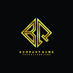 Obraz premium BQ initial letter luxury gold line logo