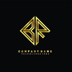 BR initial letter luxury gold line logo