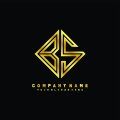 BS initial letter luxury gold line logo