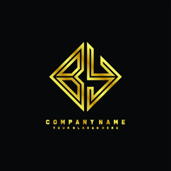 BY initial letter luxury gold line logo