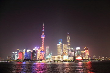 Pudong night view from the Bund in Shanghai, China