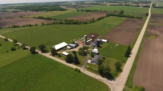 Flying over Farm Land (drone video)
