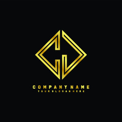 CJ initial letter luxury gold line logo