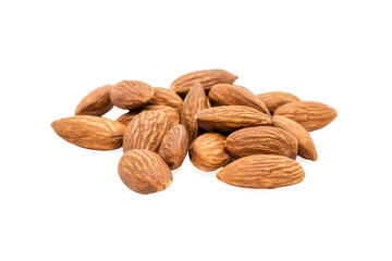 Almond nuts isolated with white background.