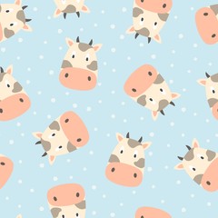Cow vector seamless pattern. Farm background.