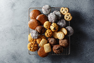 Homemade various cookies. Top view.