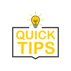 Quick tips badge with speech bubble for text. Vector stock illustration.