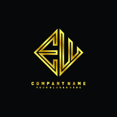 EW initial letter luxury gold line logo