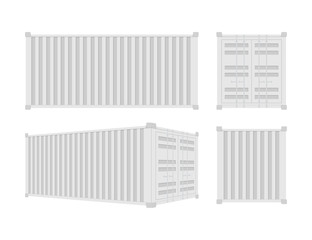 White Shipping Cargo Container Twenty and Forty feet. for Logistics and Transportation. Vector stock Illustration.
