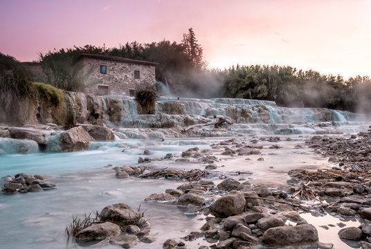 Saturnia, sulphur springs in Italy