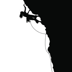 A vector silhouette of a female rock climber.