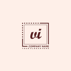 VI Initial handwriting logo concept, with line box template vector