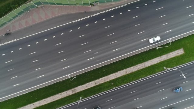 Aerial view of the multi-lane highway 