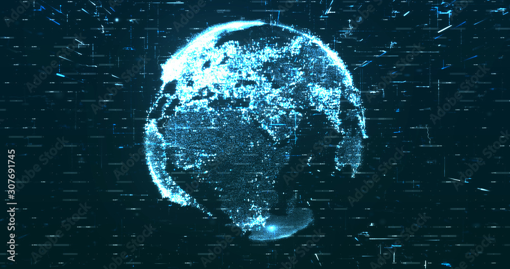 Wall mural digital space world 3d data earth background