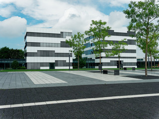 modern buildings from the Hochschule Rhein-Waal, Kleve on a cloudy day