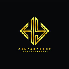 HY initial letter luxury gold line logo