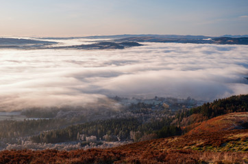 Winter sunrise views from Conic Hill, Loch Lomond Scotland