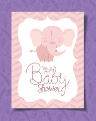 Baby shower invitation with elephant vector design
