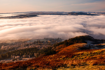 Winter sunrise views from Conic Hill, Loch Lomond Scotland