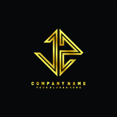 JZ initial letter luxury gold line logo