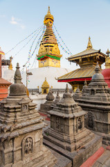 Swayambhunath temple or Monkey temple in Kathmandu Valley (Nepal) - 307692996