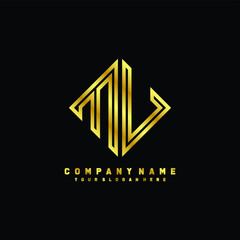 Fototapeta premium MU initial letter luxury gold line logo