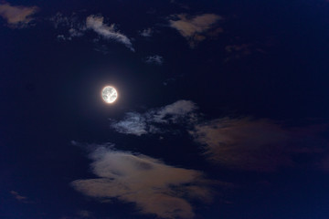 Fototapeta na wymiar Bright Moon Earth satellite on the night sky