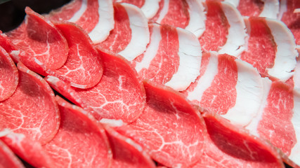 Beef sliced ready for cooking.