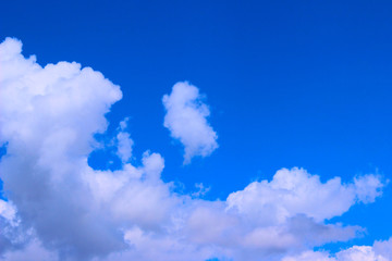 Blue sky and white clouds background. Abstract sky background. Nature, landscape concept.