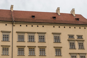 Wall and roof with roof tile of Wawel castle in Krakow