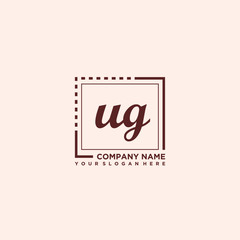 UG Initial handwriting logo concept, with line box template vector