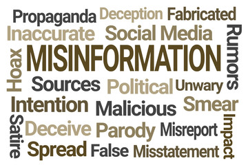 Misinformation Word Cloud on White Background