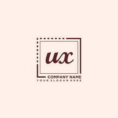 UX Initial handwriting logo concept, with line box template vector