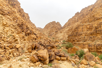 A hiking trail at the Wadi Mujib reserve. Jordan.