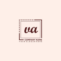 VA Initial handwriting logo concept, with line box template vector